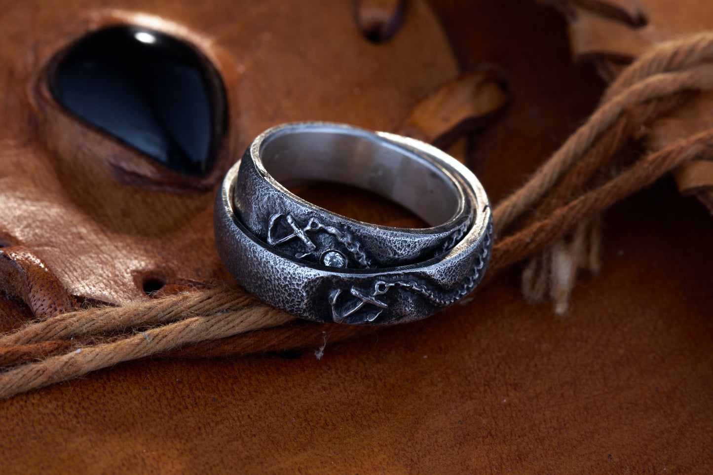 Trauringe 925 Silber Anker Graviert | Kette Diamant | Handgefertigt | Nautische Hochzeitsringe