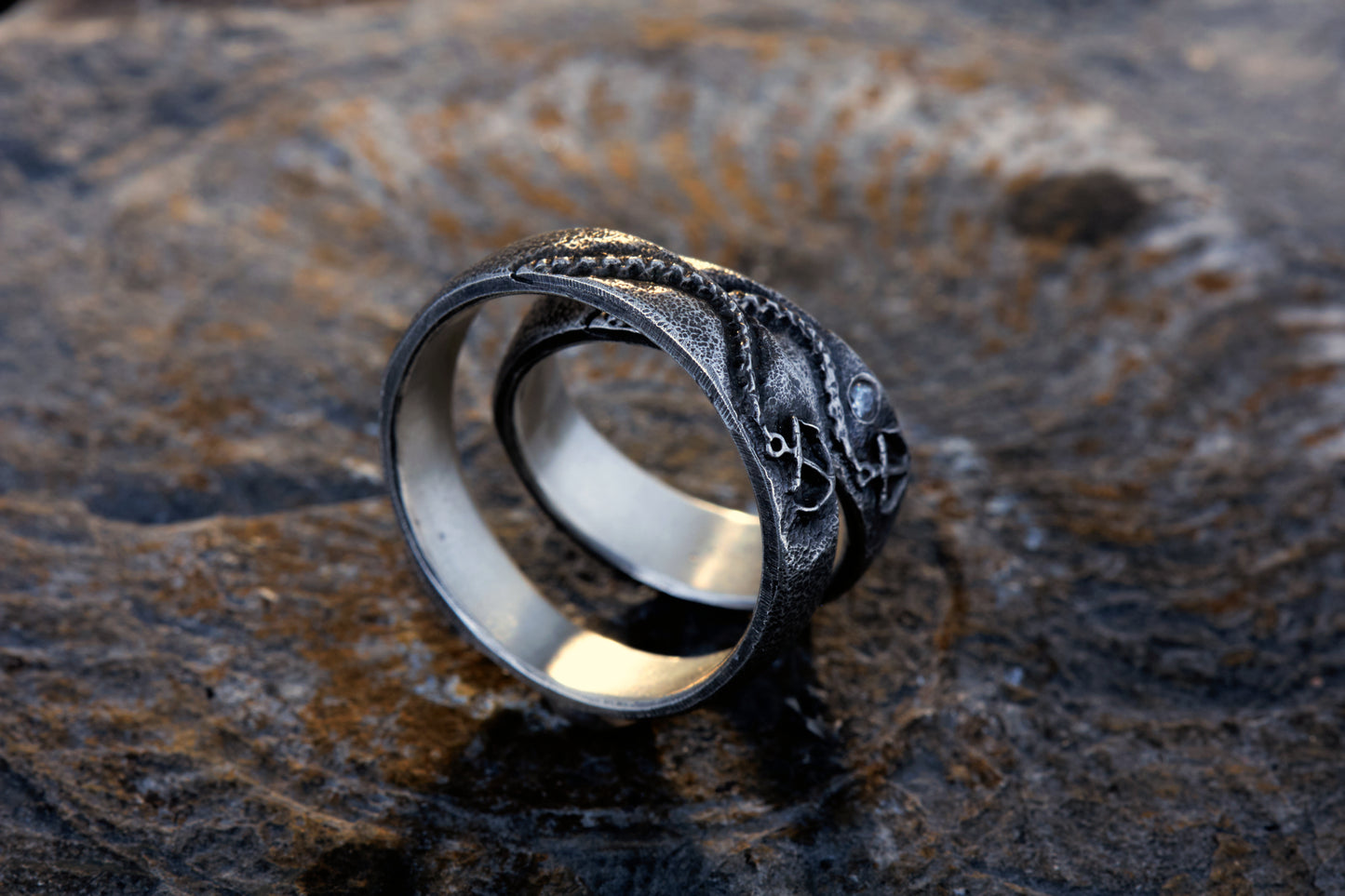 Trauringe 925 Silber Anker Graviert | Kette Diamant | Handgefertigt | Nautische Hochzeitsringe