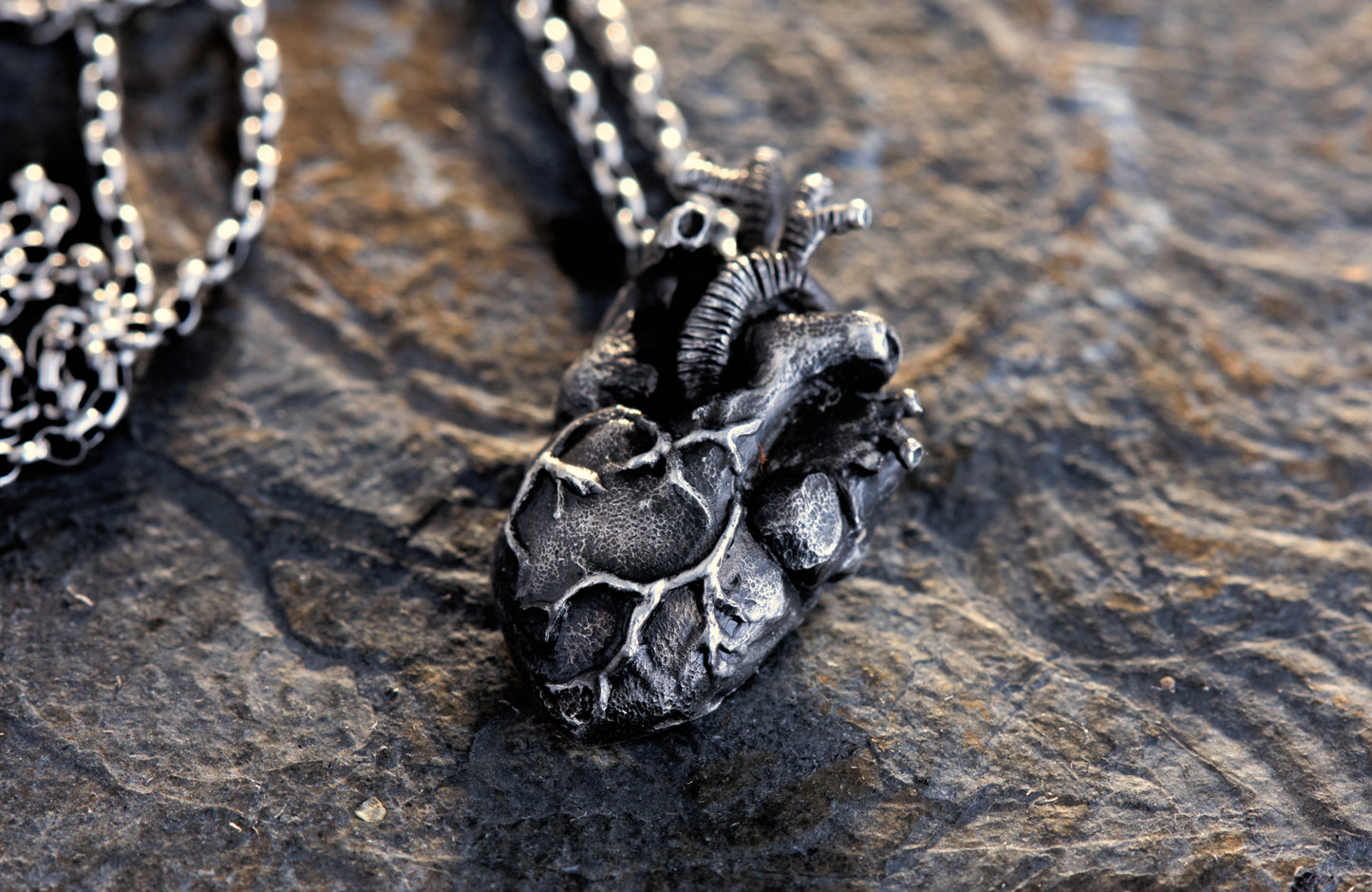 Anatomisches Herz Anhänger 925 Silber | Handgefertigt | Gothic Schmuck | Medizin Anatomie