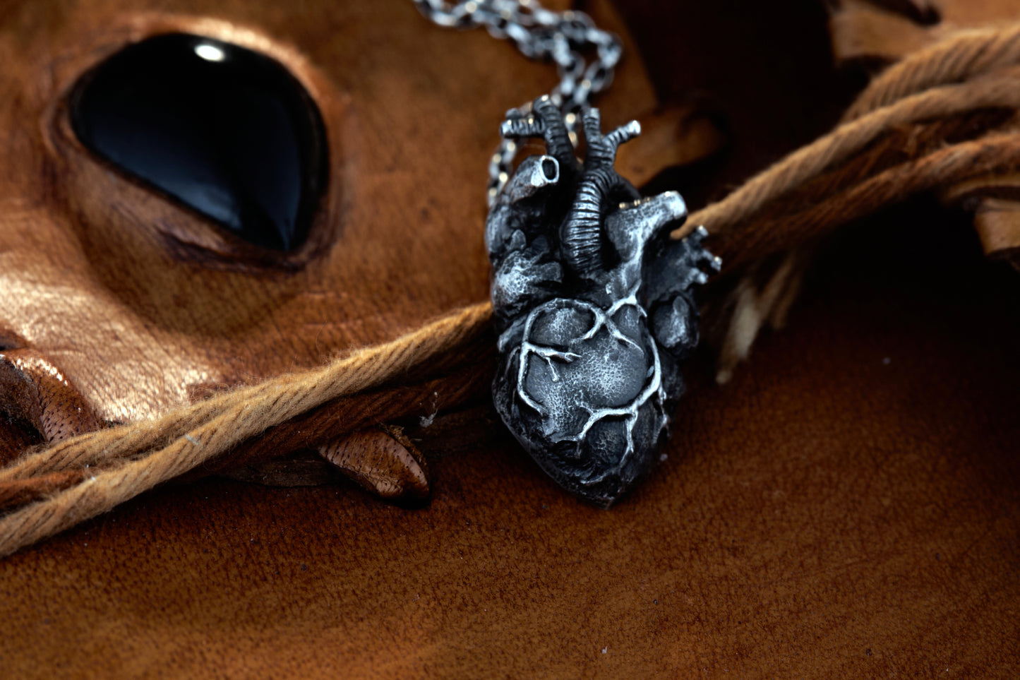 Anatomisches Herz Anhänger 925 Silber | Handgefertigt | Gothic Schmuck | Medizin Anatomie