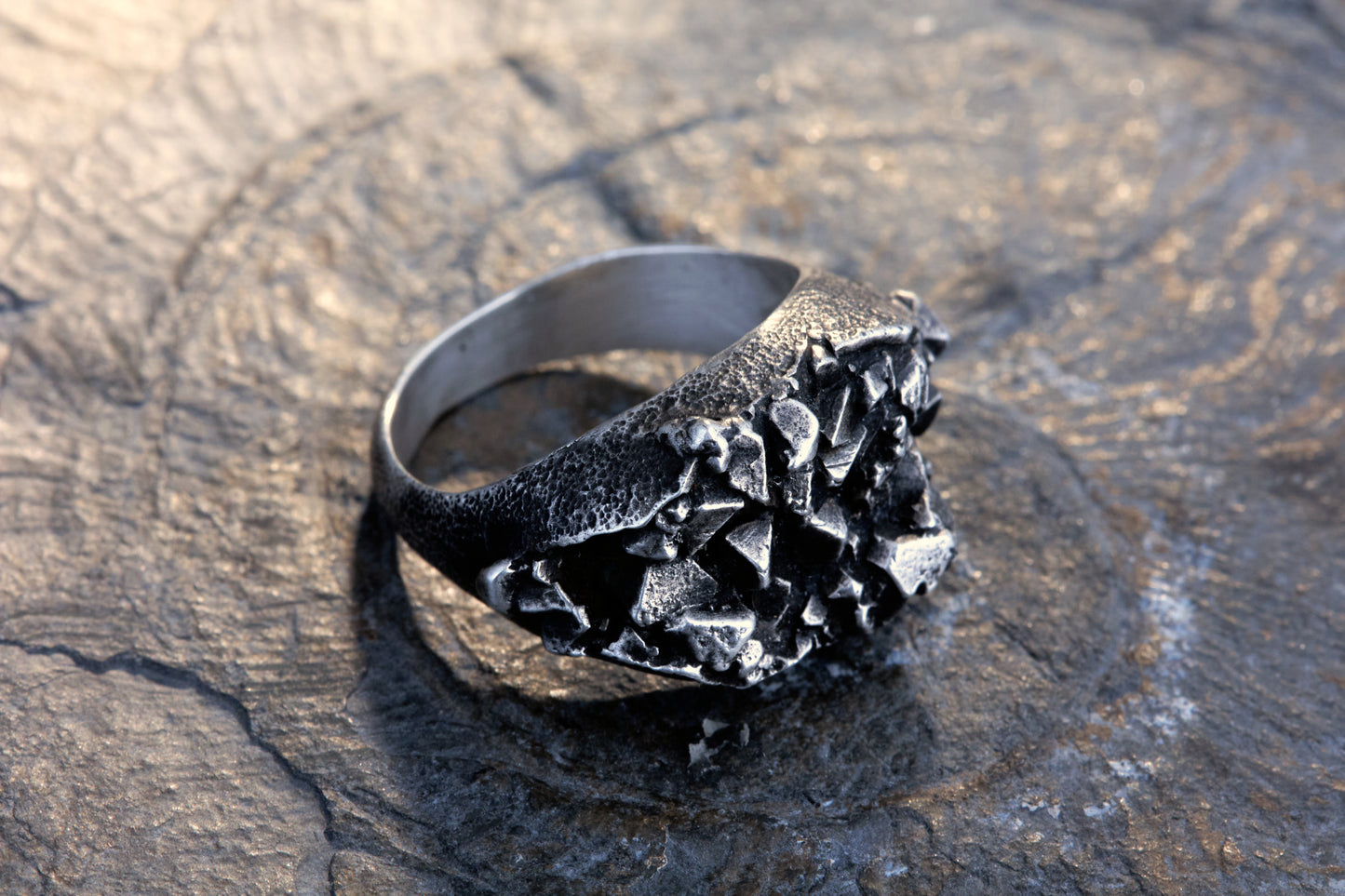 Kristallring mit Wachsenden Kristallen | Ovaler Siegelring Silber | Strukturierter Ring | Handgefertigter Schmuckring | Statement Schmuck | Goldschmiede Deutschland | Einzigartiger Ring | Avantgarde Schmuck | Besonderer Ring | Außergewöhnlicher Schmuck