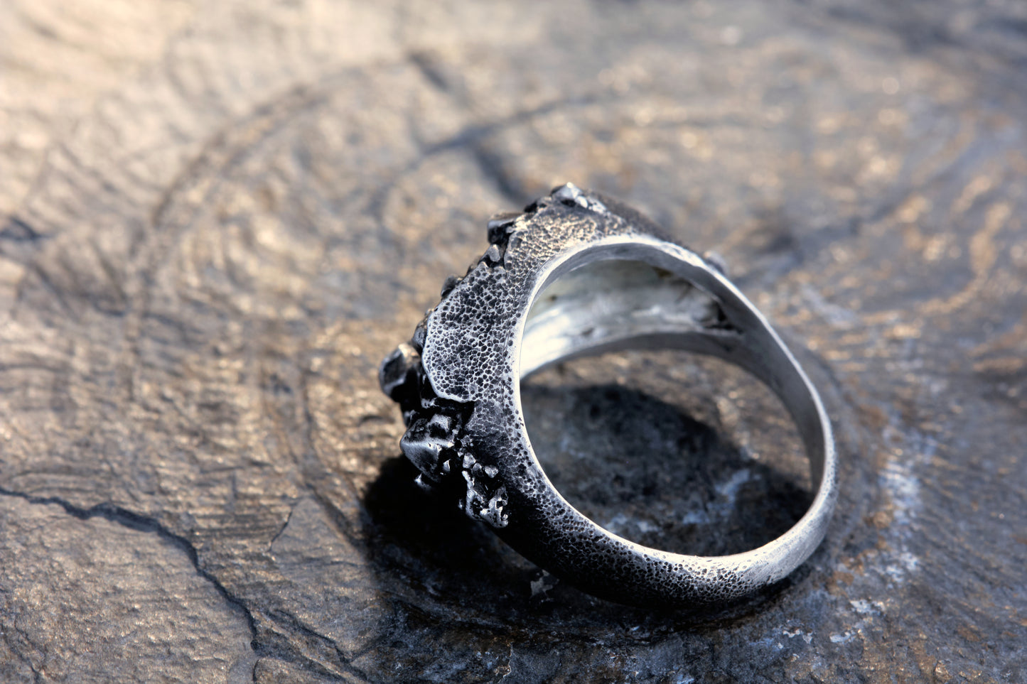 Kristallring mit Wachsenden Kristallen | Ovaler Siegelring Silber | Strukturierter Ring | Handgefertigter Schmuckring | Statement Schmuck | Goldschmiede Deutschland | Einzigartiger Ring | Avantgarde Schmuck | Besonderer Ring | Außergewöhnlicher Schmuck