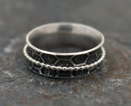 Drehring, Wabenring, Bienenring, mit Kügelchenring aus 925 Silber - Goldschmiede Manufaktur Silberschweif