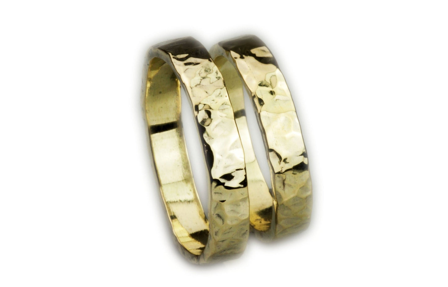 schlichte robuste Trauringe gehämmert 585 Gelbgold - Goldschmiede Manufaktur Silberschweif