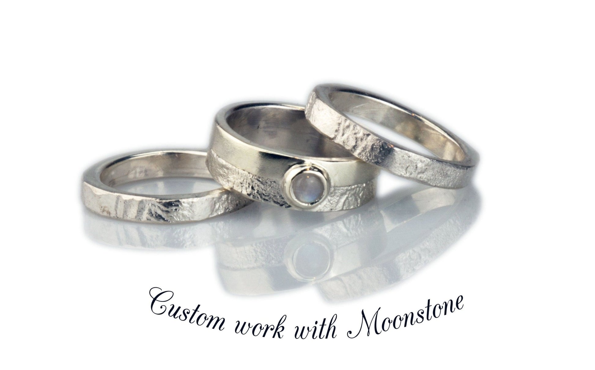 Trauringe ausgefallen, Aus Eins mach Zwei, mit Brillant, 925, Retikuliert, Struktur, Eheringe, Silber - Goldschmiede Manufaktur Silberschweif