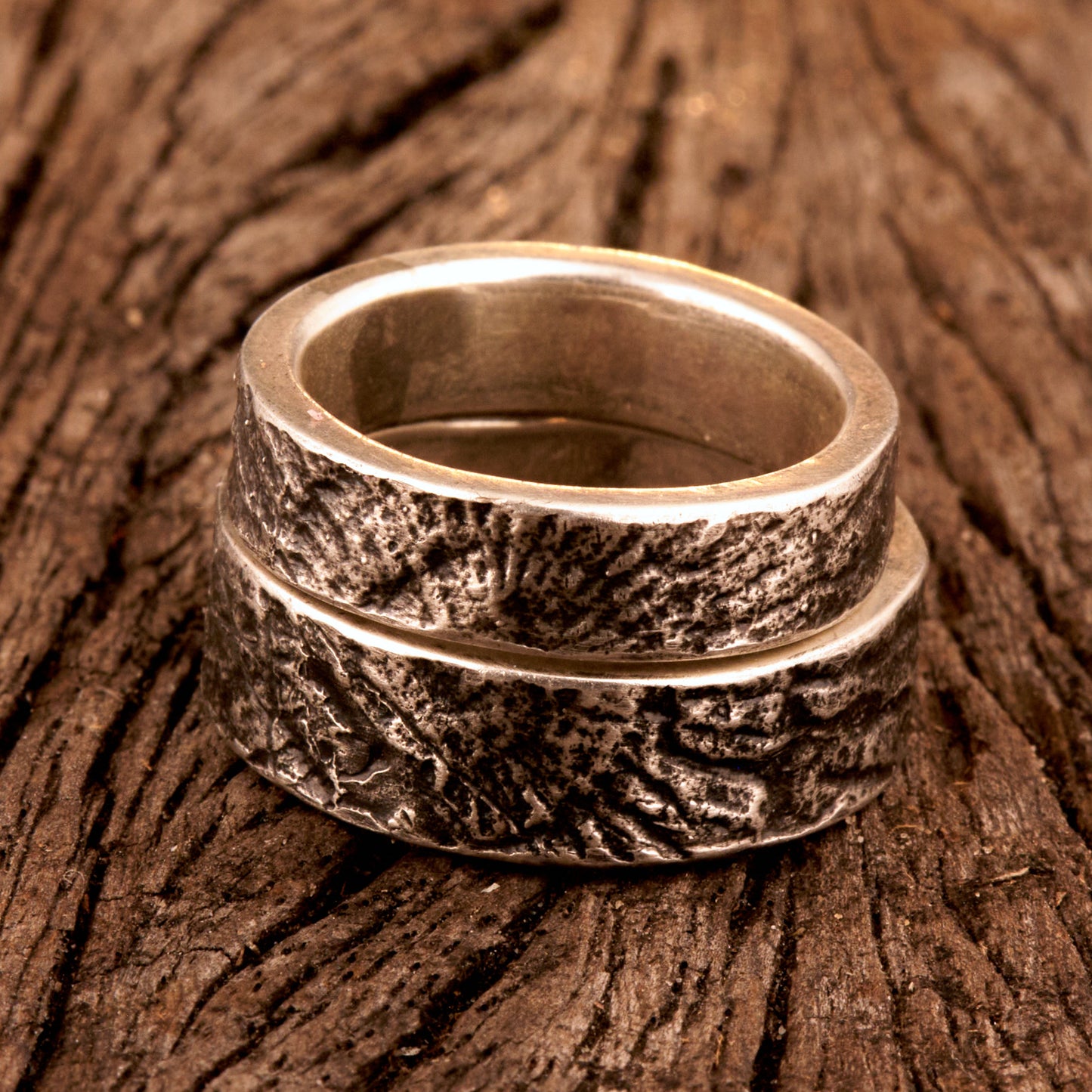 Eheringe für Naturverbundene Trauringe mit versteinerten Ammoniten versteinerte Schnecke von der schwäbischen Alb 925 Silber Schieferstruktur Trauringe mit Symbolik handgemacht aus Deutschland