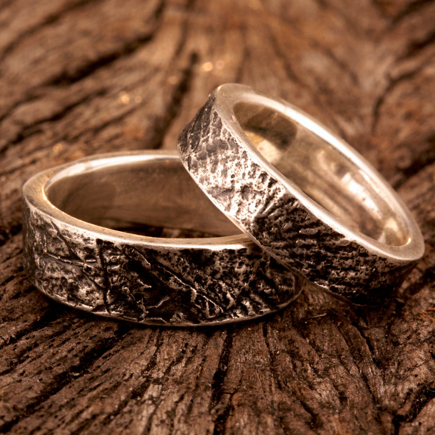 Eheringe für Naturverbundene Trauringe mit versteinerten Ammoniten versteinerte Schnecke von der schwäbischen Alb 925 Silber Schieferstruktur Trauringe mit Symbolik handgemacht aus Deutschland