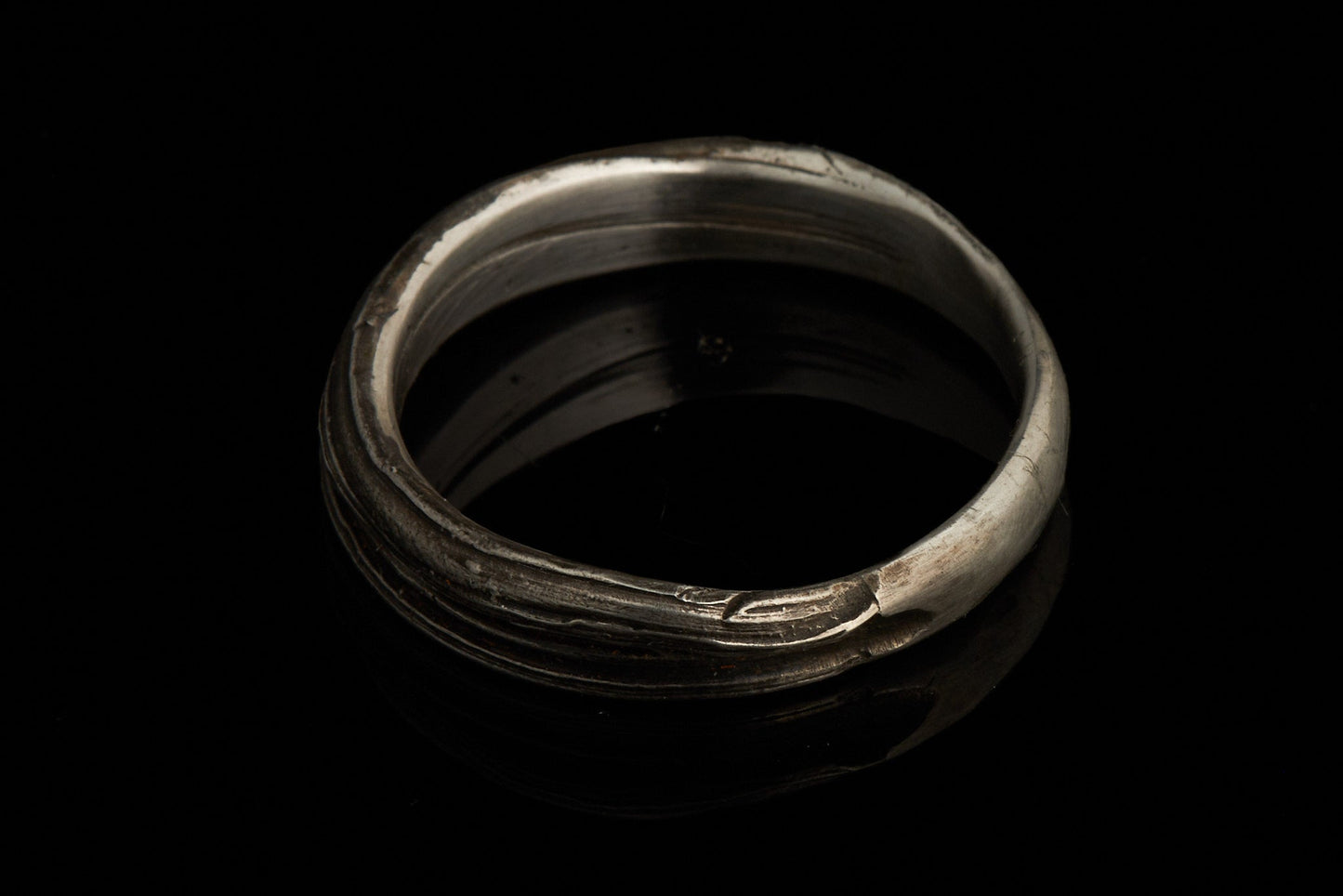 Kaugummi Ring Nr.2 Mitsuro Hikime Traditionel Japanische Technik 925 Silber geschwärzt